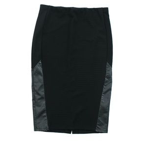 Mossimo Black Stretch Pencil Skirt with Leather detail Size L